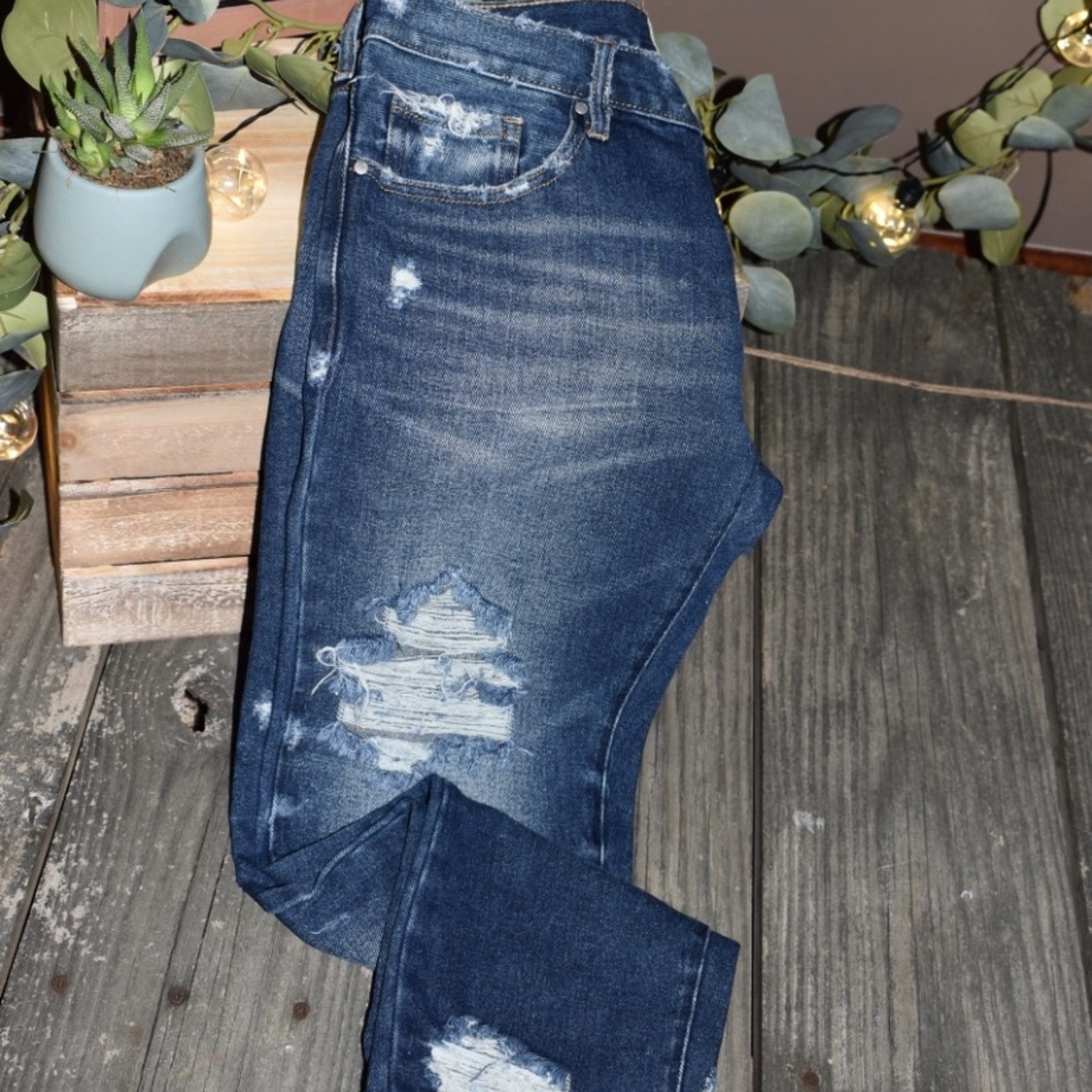 PacSun hand distressed jeans with booty rip